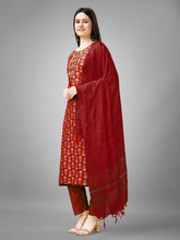 Maroon Rayon Printed Salwar Suit With Pant Dupatta